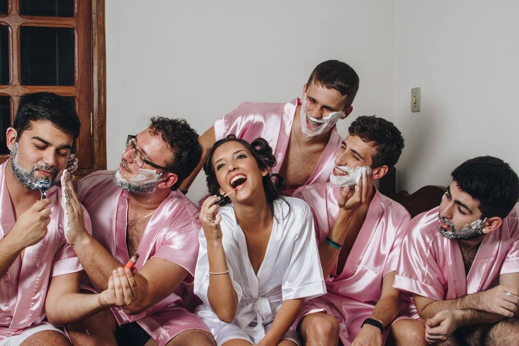 Bride Does Wedding Photo Shoot With Guy Friends