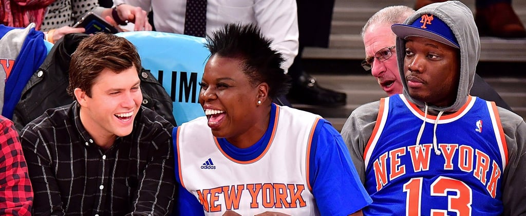 Leslie Jones and Colin Jost at Knicks Game Dec. 2016