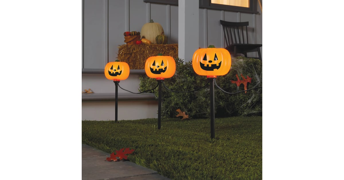 Incandescent Clear Pumpkin Pathway Halloween Light Up Lawn Stakes ...