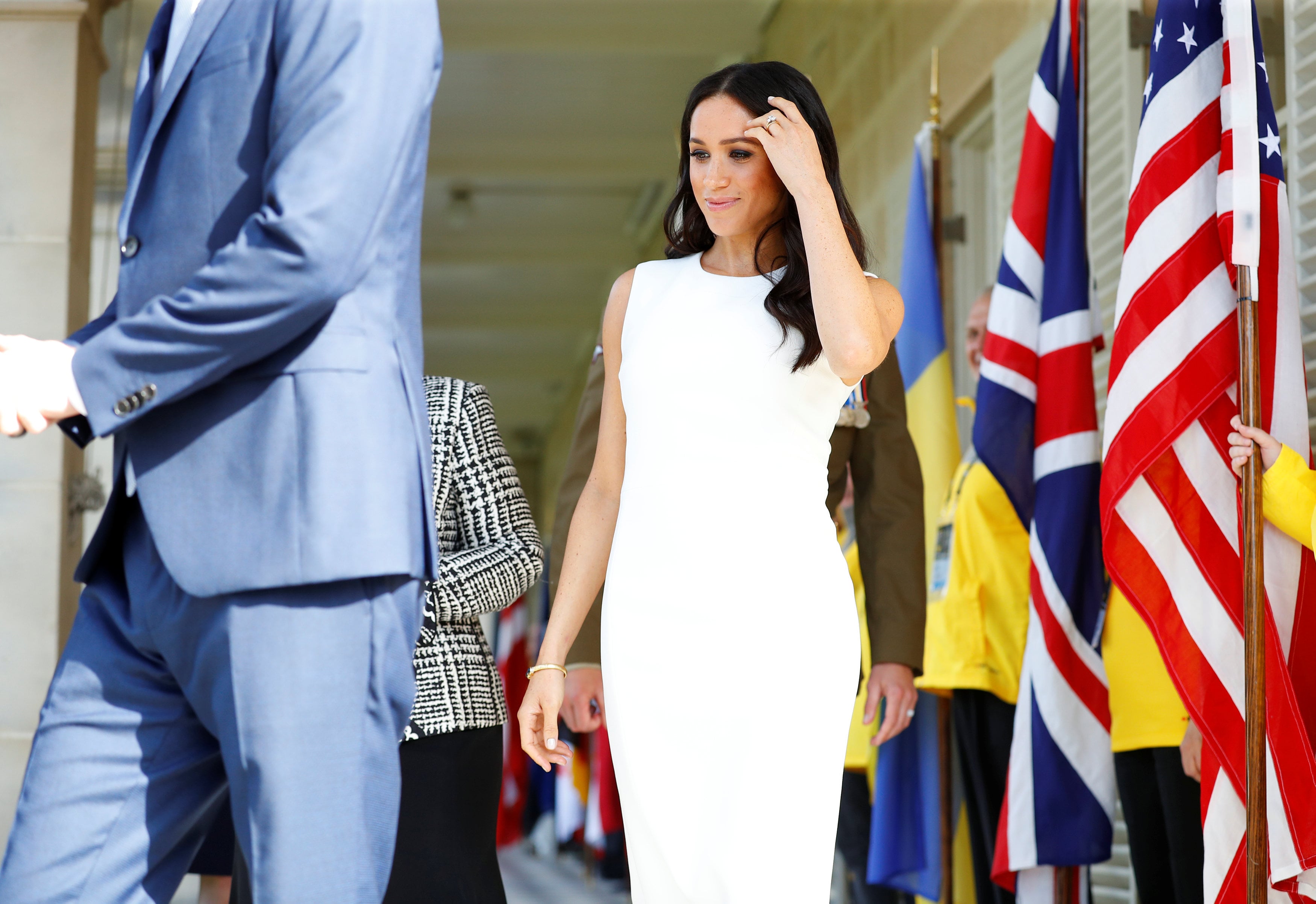Meghan Markle Karen Gee White Dress Australia October 2018 POPSUGAR Fashion