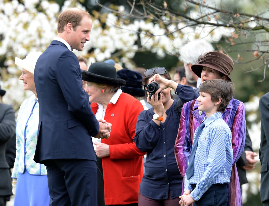 Prince William greeted a young boy while attending the Windsor Greys statue unveiling in England on Monday.