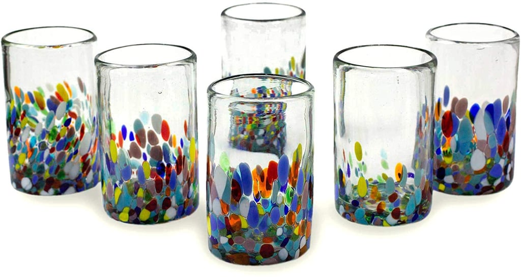 NOVICA Artisan Crafted Recycled Hand Confetti Blown Glass Tumbler, Set of 6