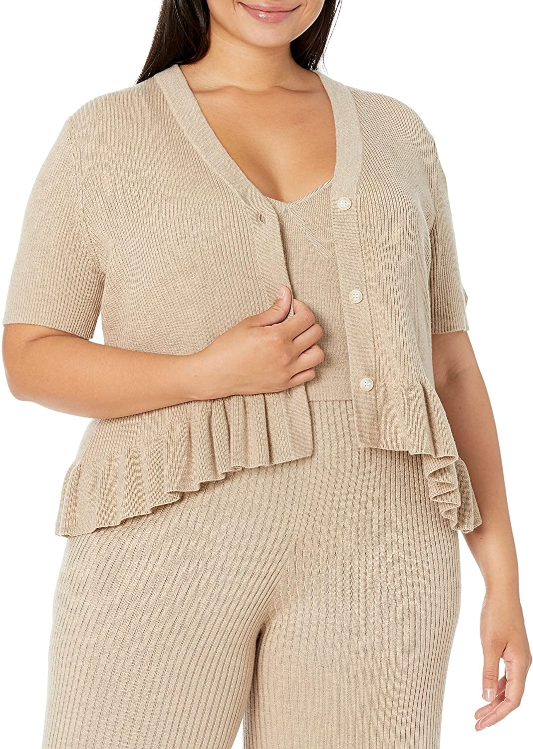 Drop Catalina Peplum Ruffle Cardigan 
