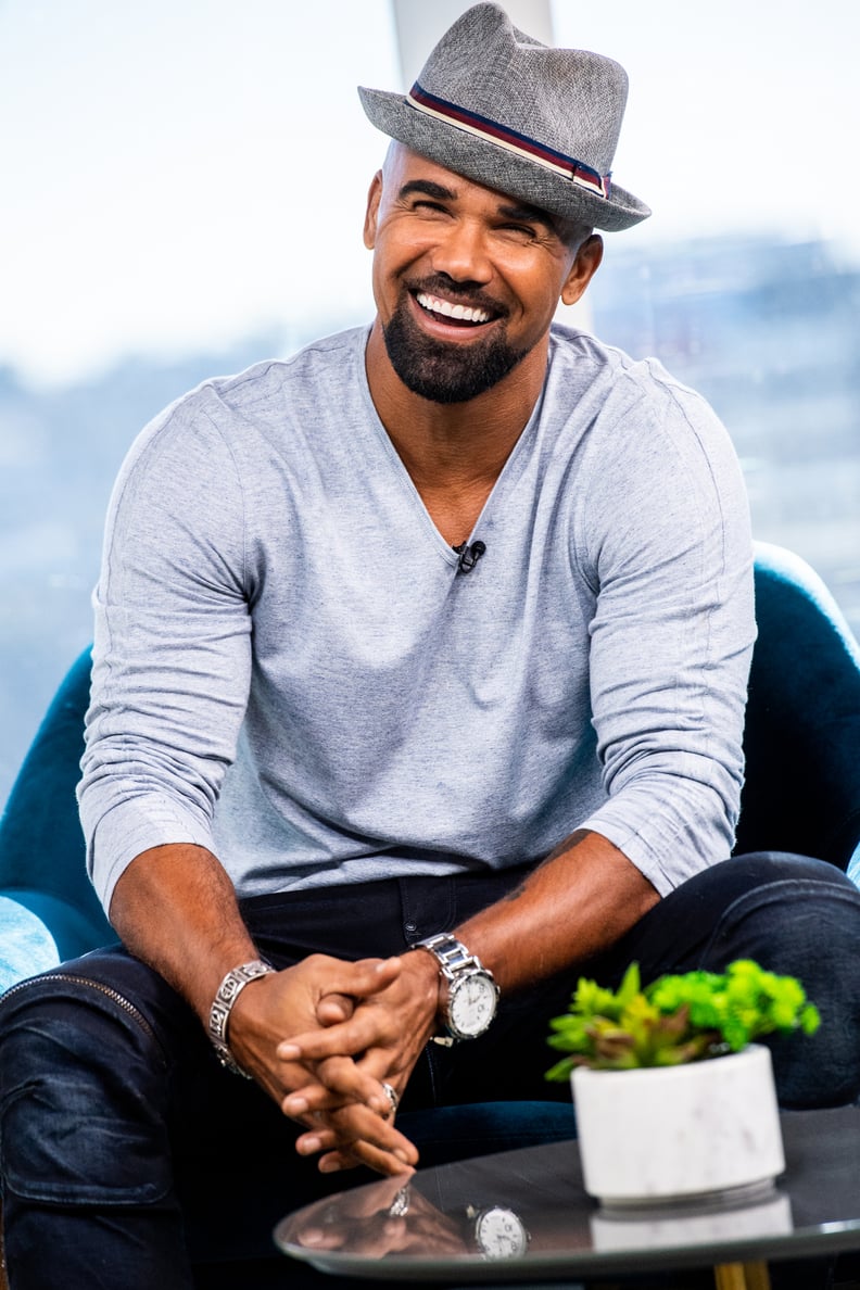DAILY POP -- Episode 181017 -- Pictured: (l-r) Actor Shemar Moore poses for pictures on set  -- (Photo by: Aaron Poole/E! Entertainment/NBCU Photo Bank/NBCUniversal via Getty Images)