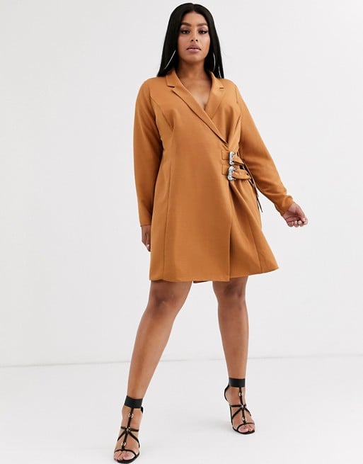 ASOS Design Curve Mini Tux Dress With Buckles
