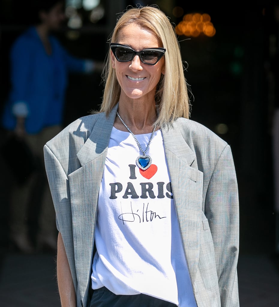 Celine Dion I Heart Paris Hilton Tee and Blue Heart Necklace