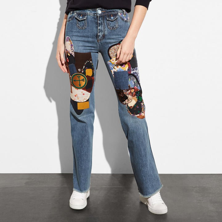 Selena Gomez Louis Vuitton Patchwork Jeans