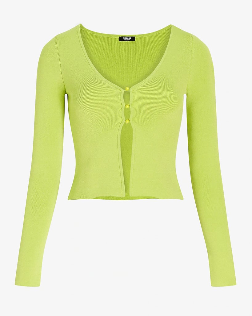 Express Body Contour Button Front Cardigan