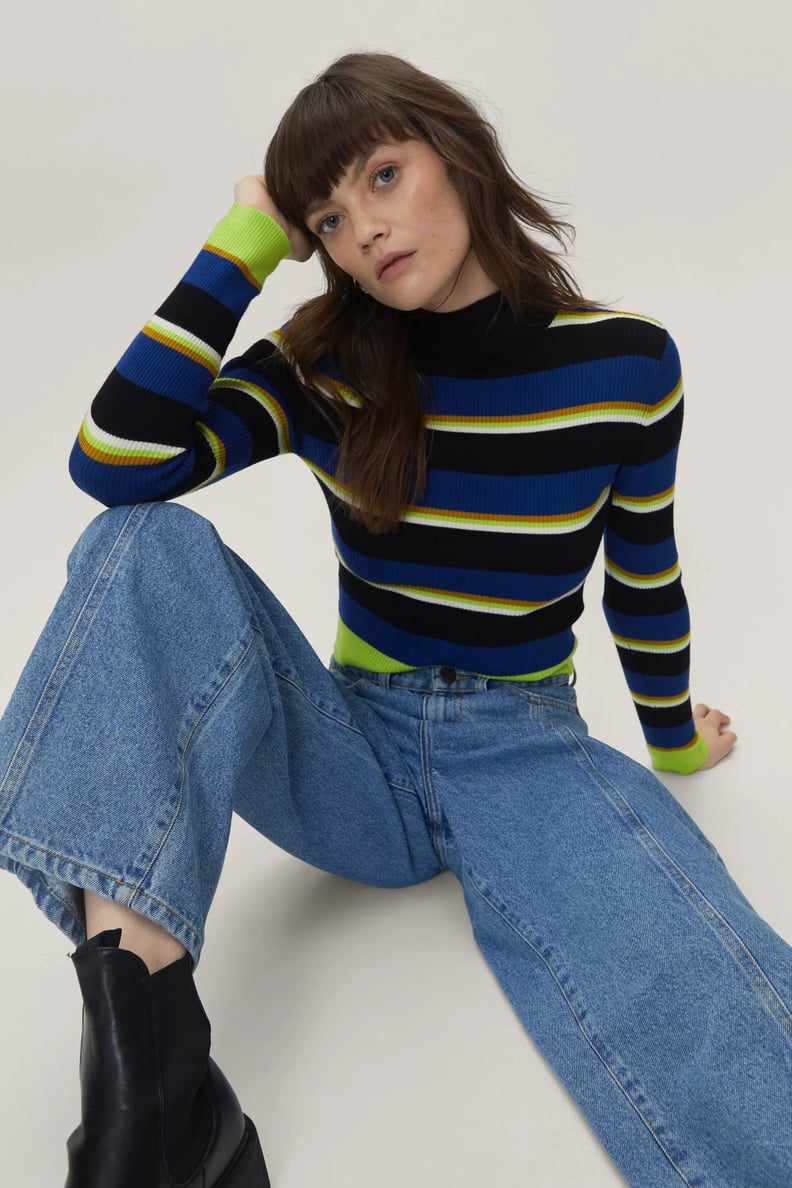 Stripe Play: Nasty Gal Stripe High Neck Cropped Jumper