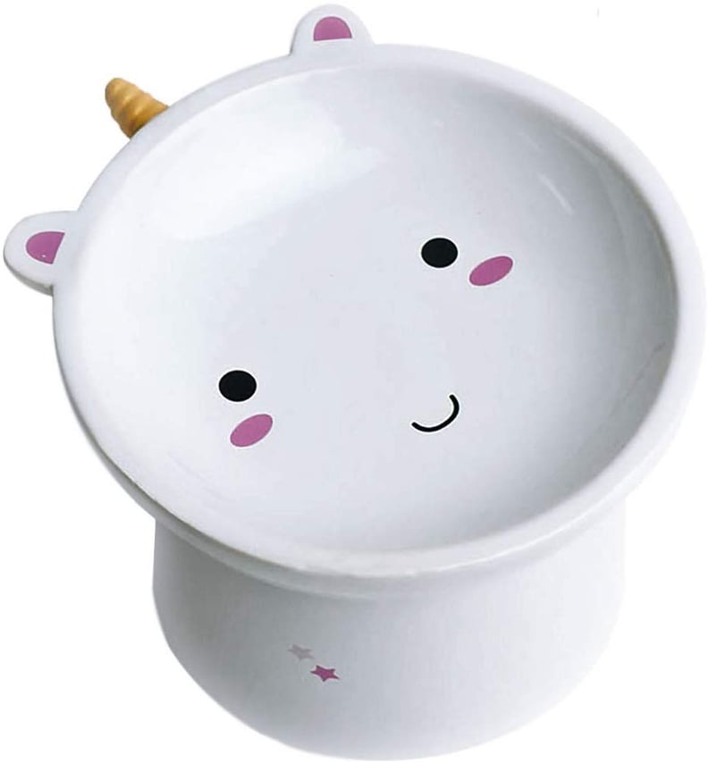 Pets Purpose Mini Ceramic Raised Unicorn Feeding Cat Bowl