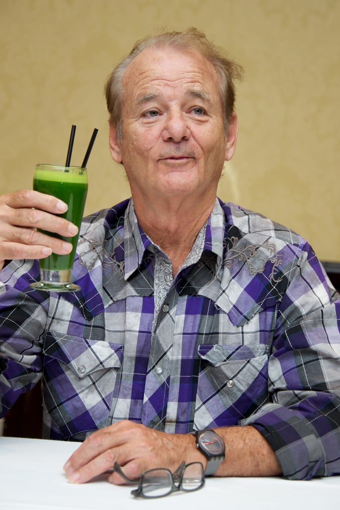 Whether it's a green smoothie or a green cocktail, we would "cheers" Bill Murray any day.