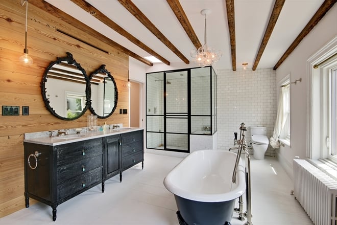 The enormous bathroom is a sight to behold.