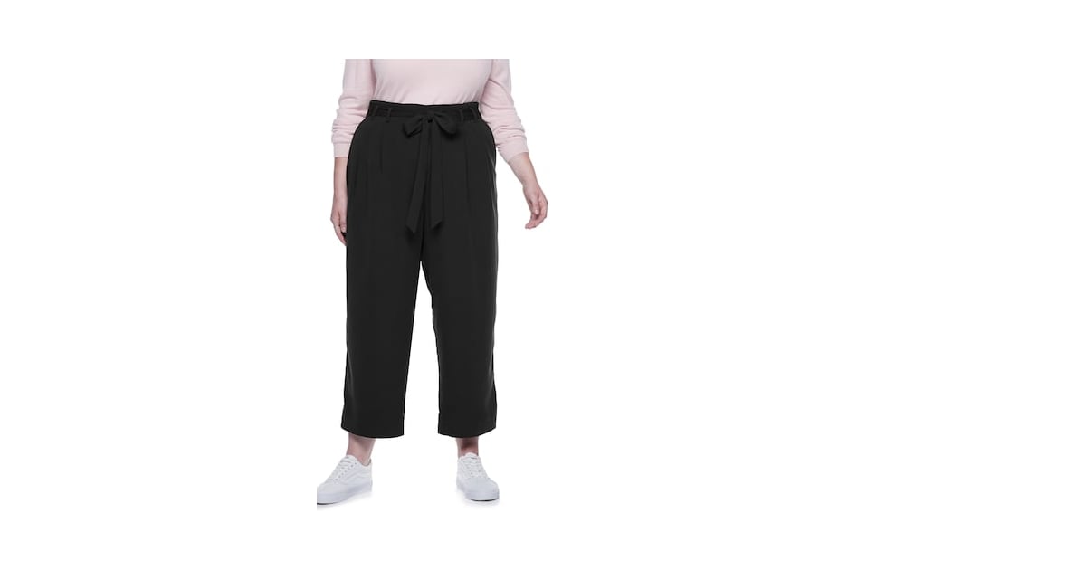 Paperbag-Waist Wide Leg Crop Pants 