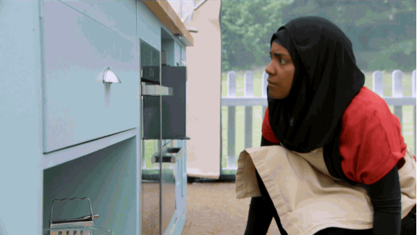 The contestants spend a lot of time staring into their ovens.