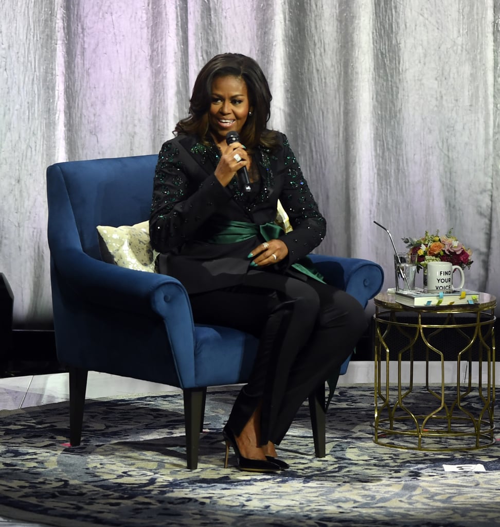 Michelle Obama Black Suit by Dundas on Becoming Tour