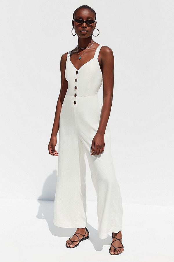 white button down jumpsuit