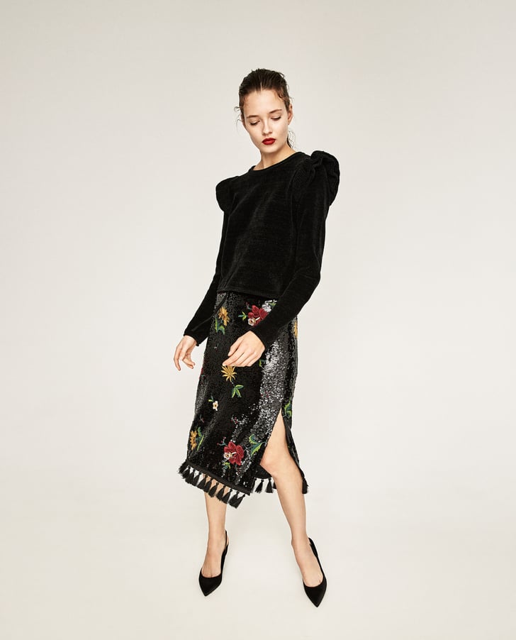 Zara Midi Embroidered Skirt ($100, originally $150) | Best Zara Pieces ...