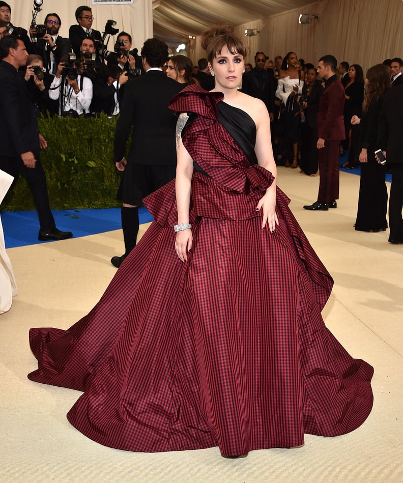 Lena Dunham in a One-Shoulder Gown at the Met Gala