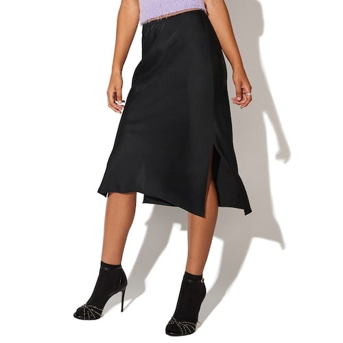 Vylette Bias Midi Satin Skirt