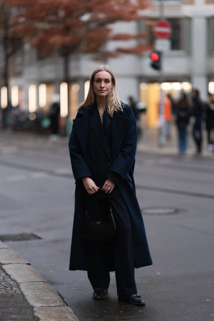 Winter Work Outfits With a Pinstripe Suit