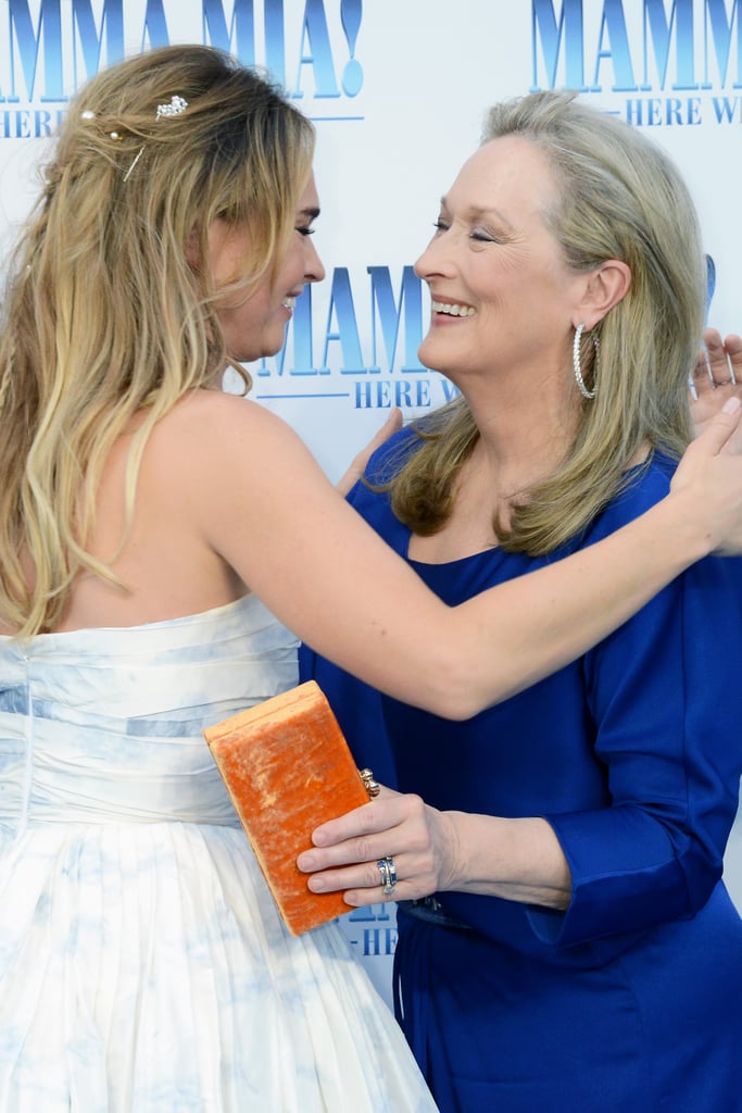 Pictured: Lily James and Meryl Streep