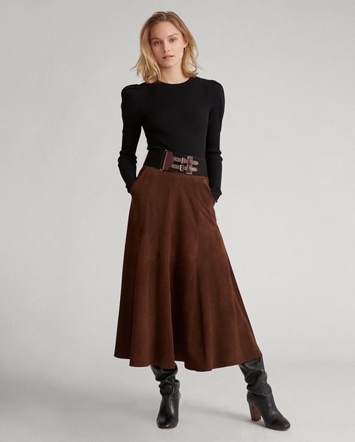 Ralph Lauren x Friends Suede Midi Skirt