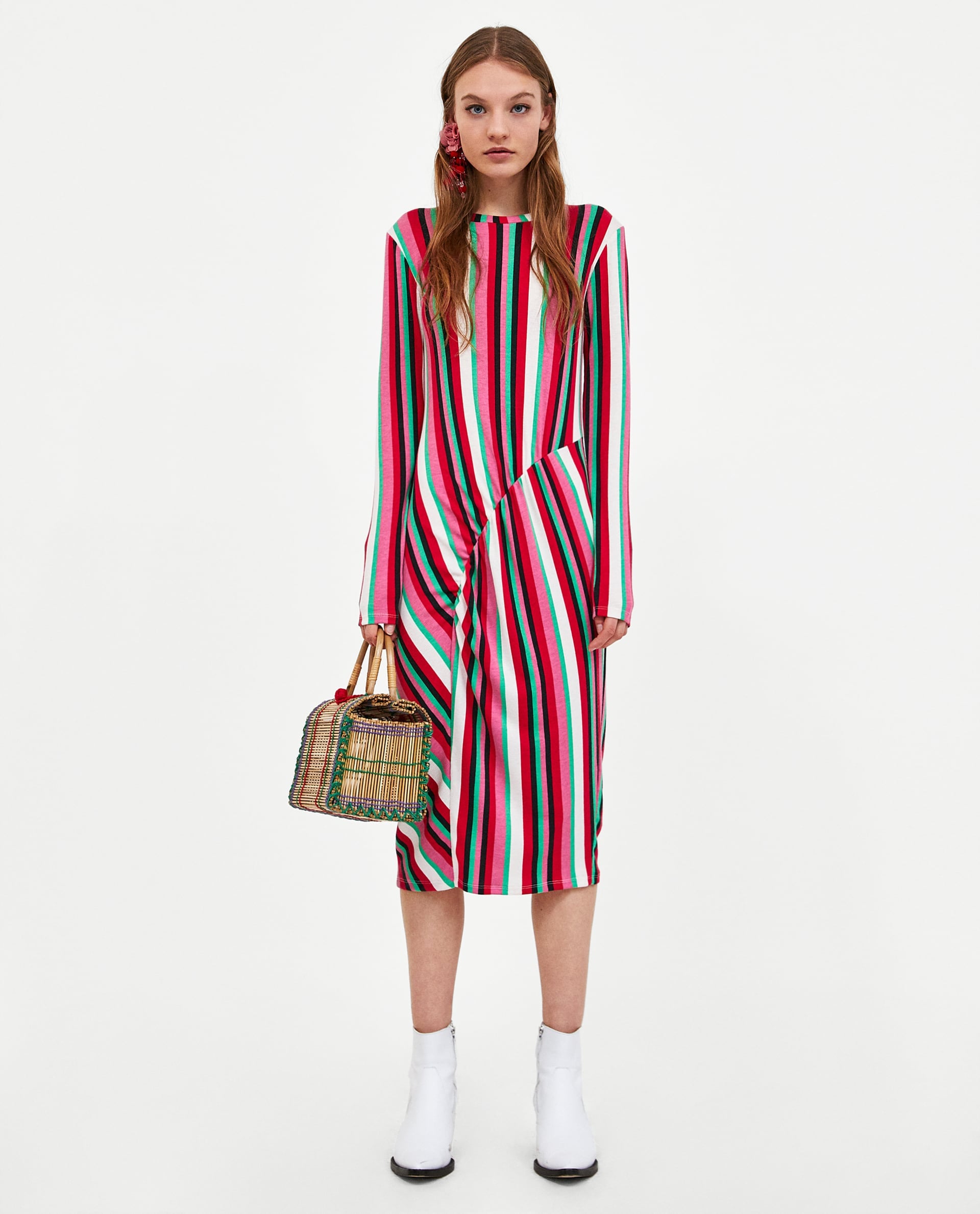 zara striped dress with pockets
