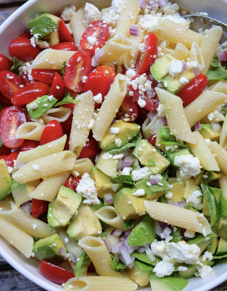 Avocado Pasta Salad With Tomatoes and Feta Cheese