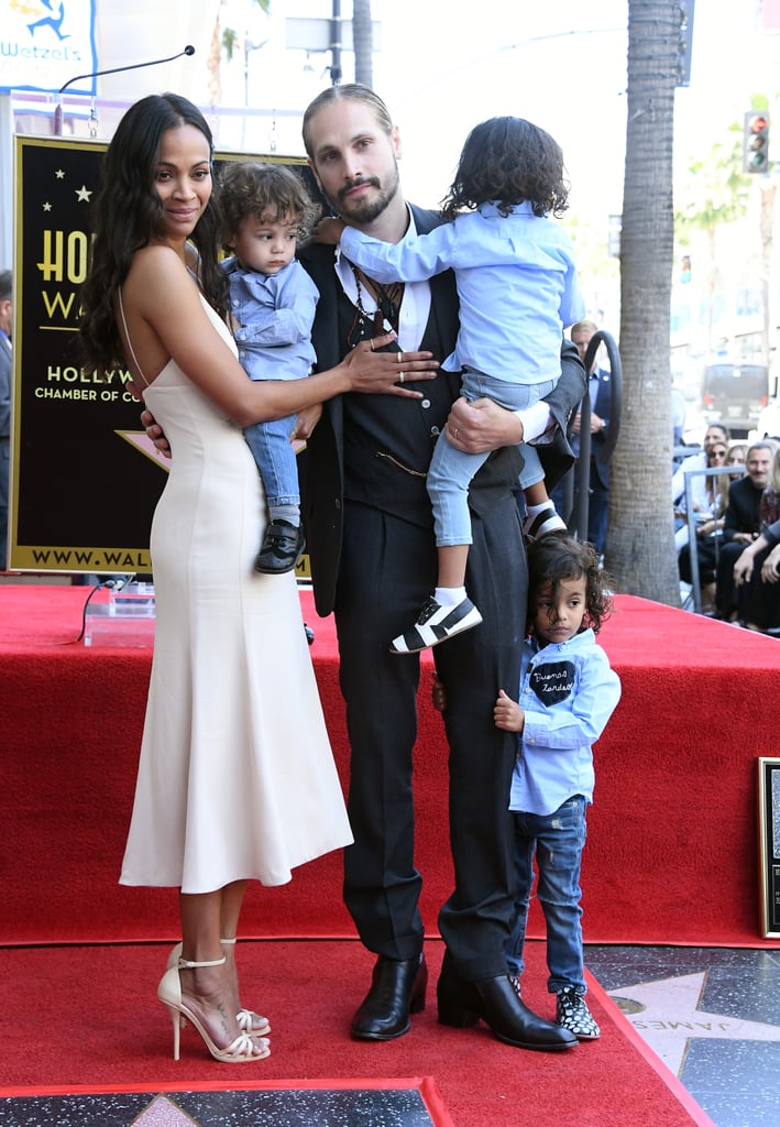 Zoe Saldana and Sons at Hollywood Walk of Fame Ceremony 2018