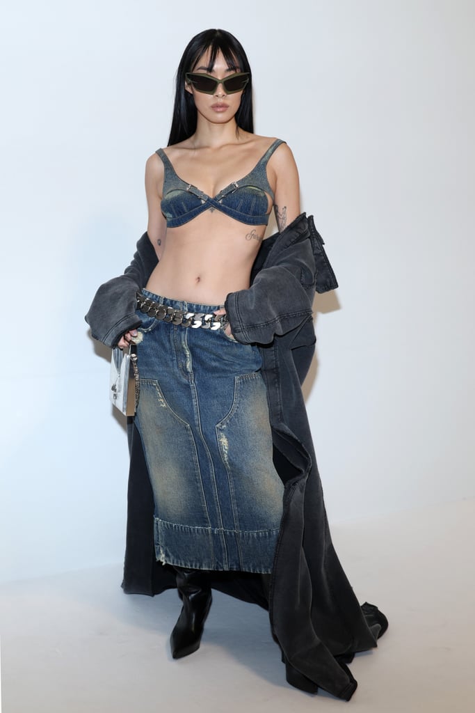 Rina Sawayama's Denim Bra and Low-Rise Skirt at Givenchy