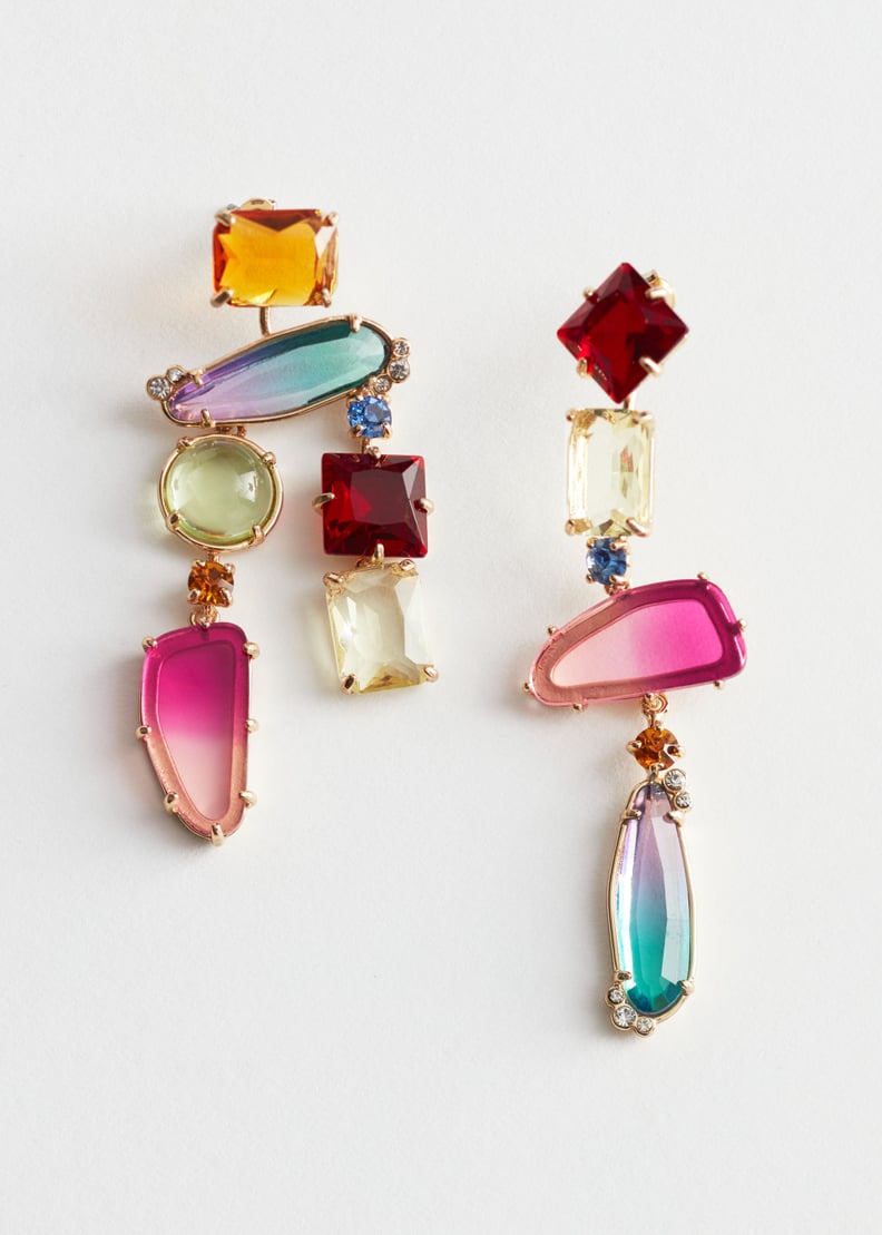 & Other Stories Rainbow Rhinestone Hanging Earrings