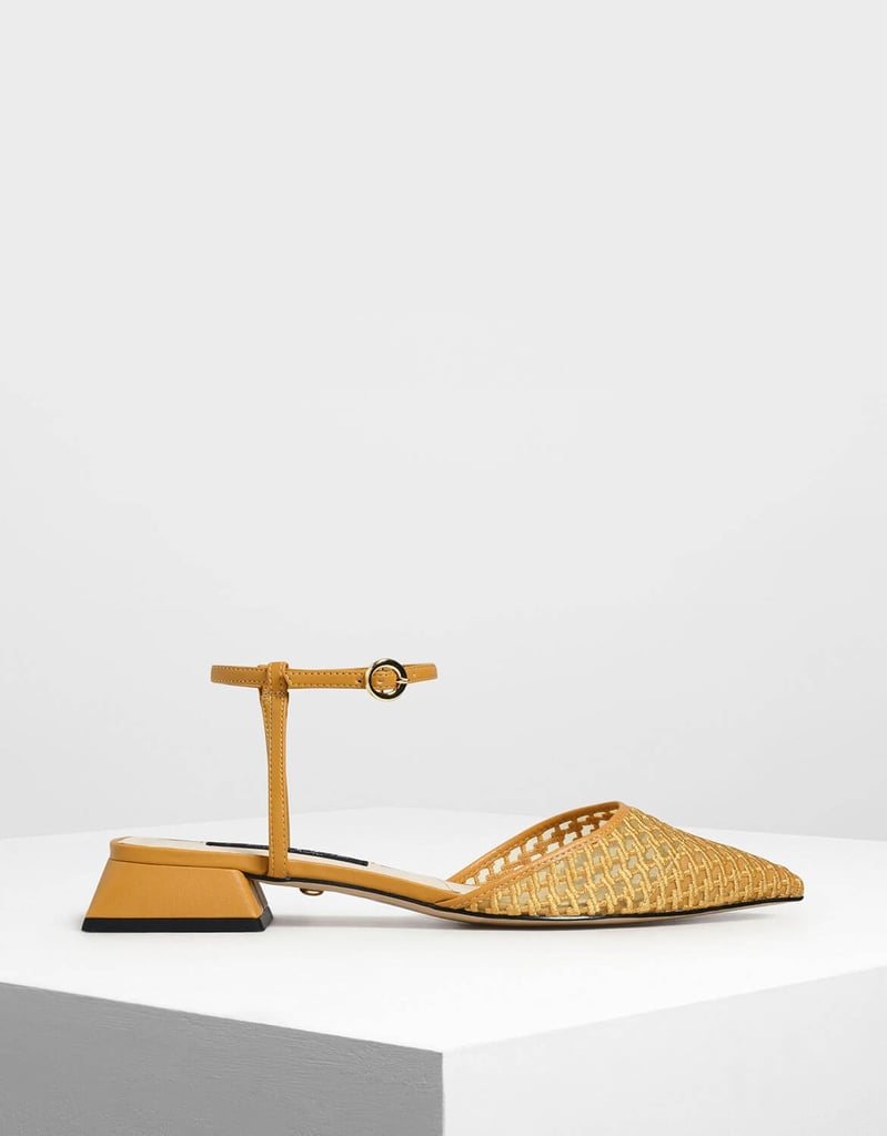 Charles & Keith Yellow Mesh Mini Block Heel Sandals