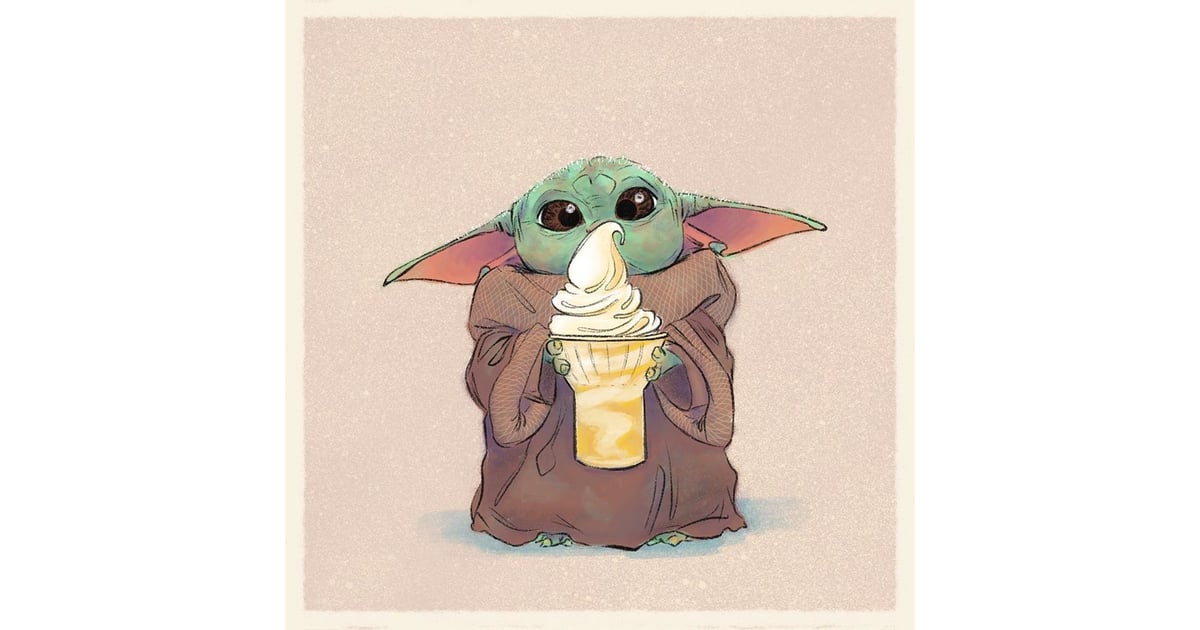 Baby Yoda Eating A Dole Whip These Illustrations Of Baby Yoda Eating Disney Park Snacks Are Out Of This Universe Adorable Popsugar Food Photo 4