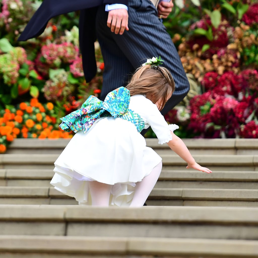 Princess Charlotte Trips at Princess Eugenie's Wedding