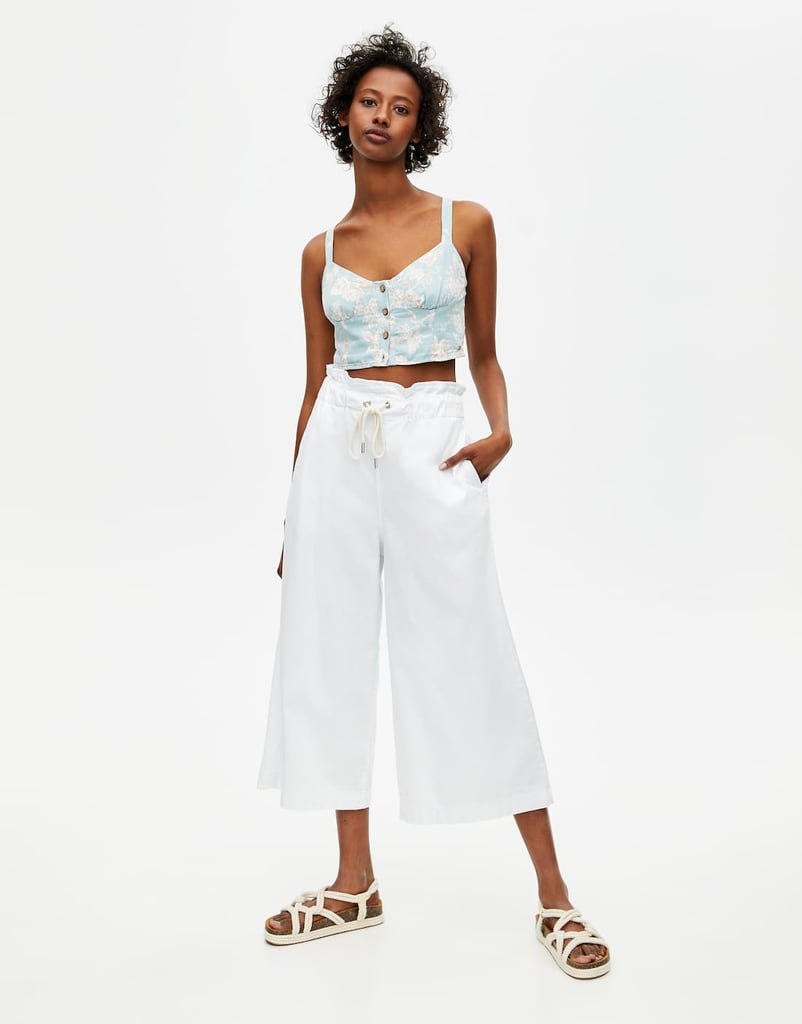 Pull & Bear Drawstring Culotte Jeans