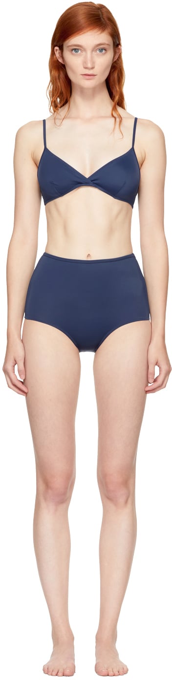 Solid and Striped Navy The Brigitte High-Waisted Bikini