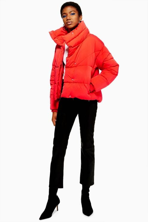 Topshop Red Wrap Puffer Jacket
