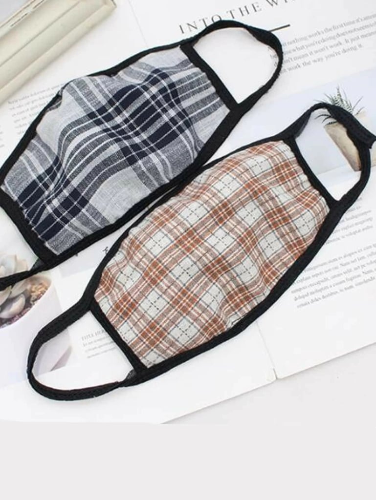 SHEIN Plaid Pattern Mouth Mask Fashion Brands Making Cotton Face