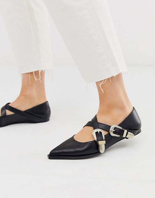 ASOS Design Ludo Bow Pointed Ballet Flats