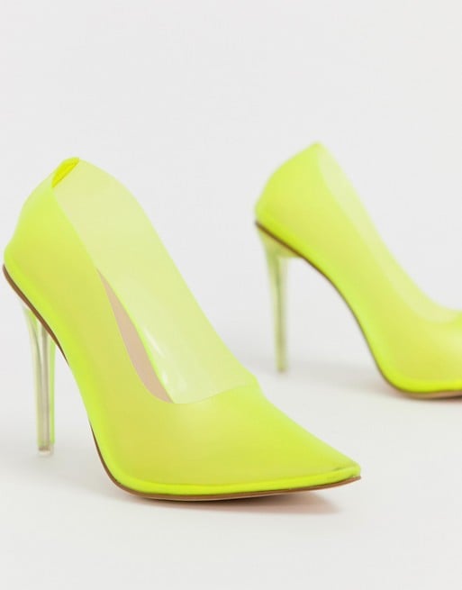 Public Desire Drank Neon Yellow Clear Pumps