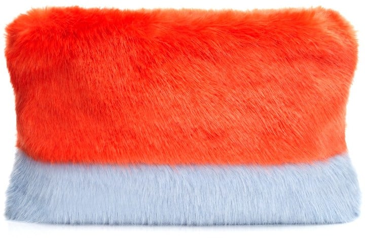 Shrimps Orange Faux-Fur Pablo Clutch