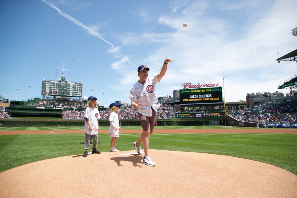 Jason Sudeikis Throws Out First Pitch With His Kids | Photos