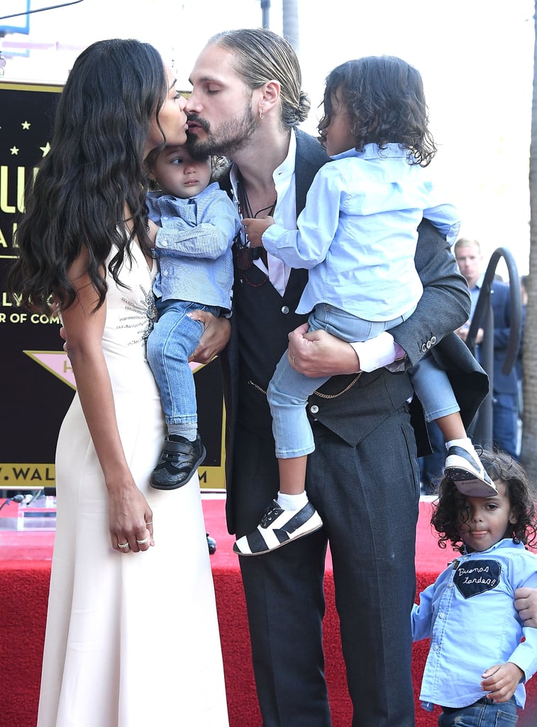 Zoe Saldana and Sons at Hollywood Walk of Fame Ceremony 2018