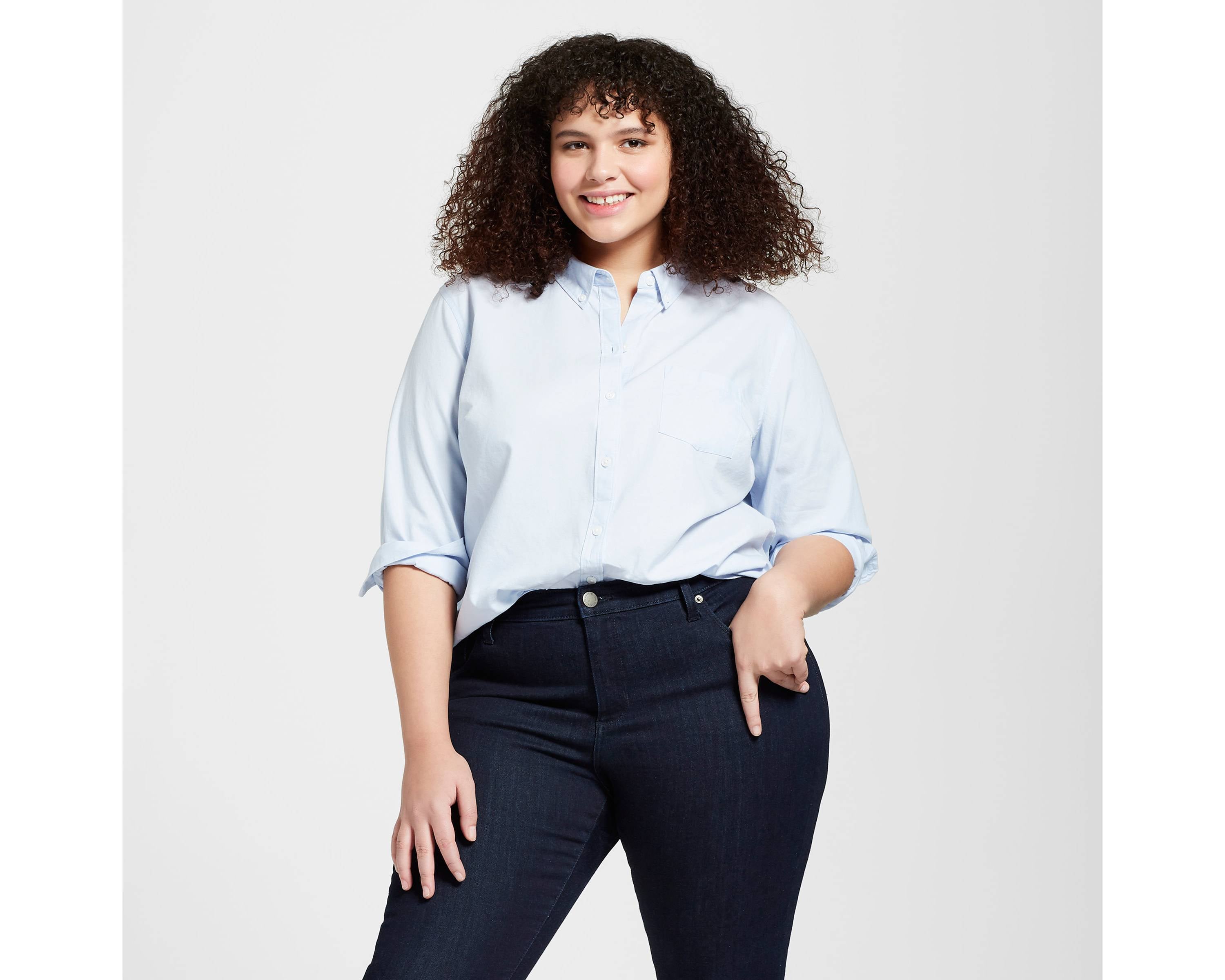 Women's Adaptive Long Sleeve Button-down Denim Shirt - Universal