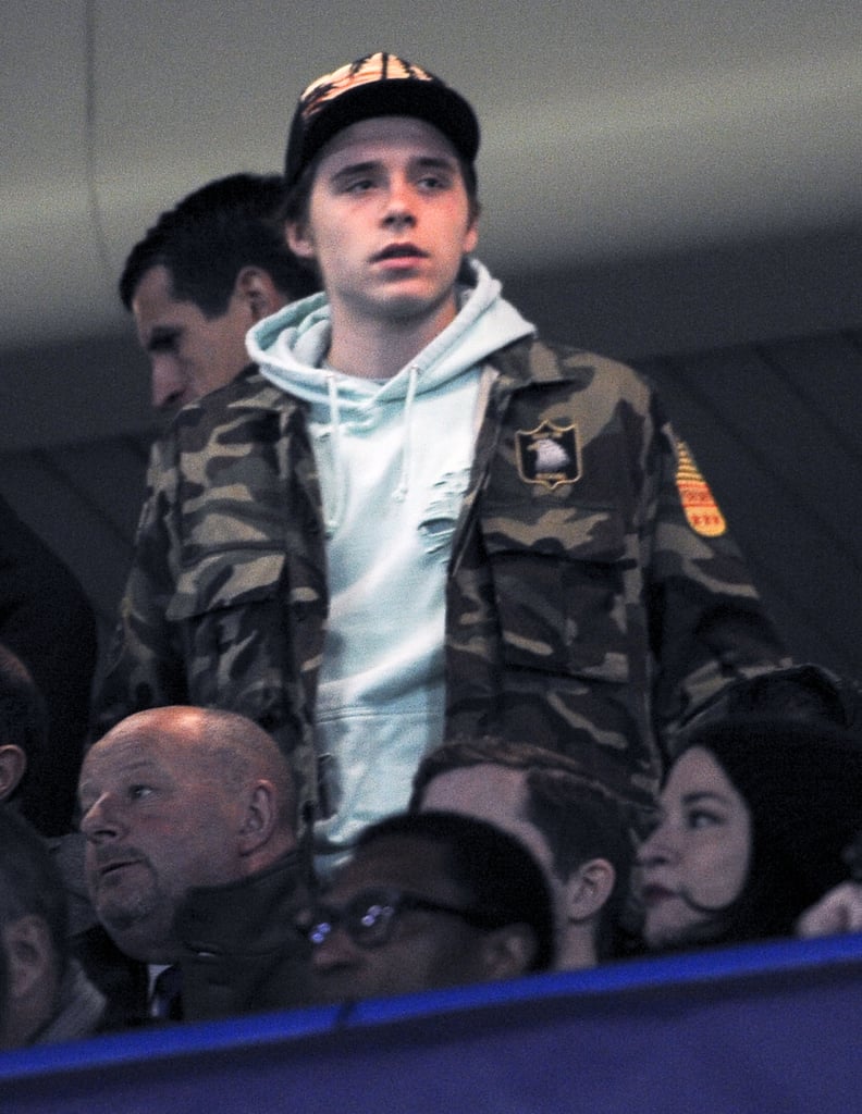 David and Brooklyn Beckham at PSG Champions League Game