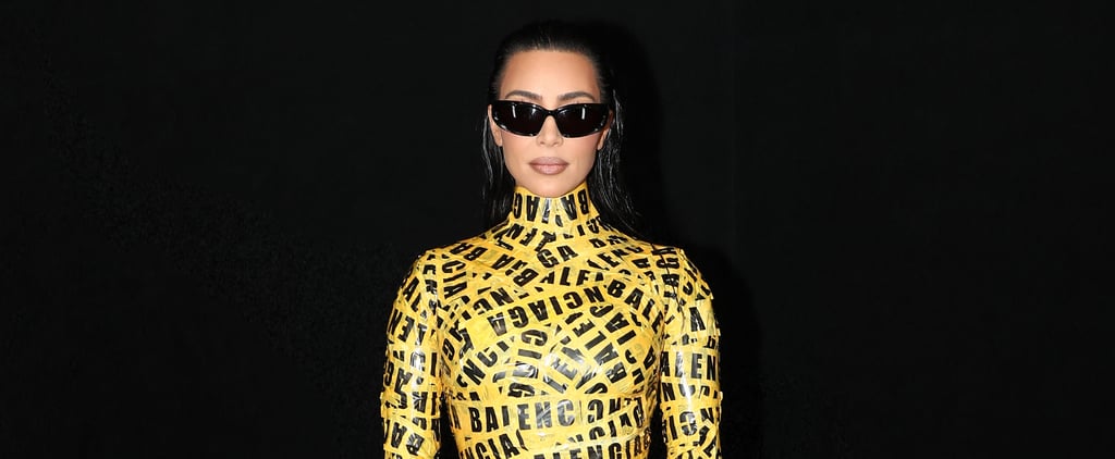 Kim Kardashian's Caution-Tape Catsuit at Balenciaga Show