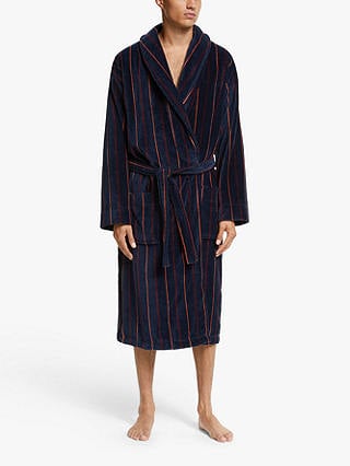 John Lewis & Partners Striped Velour Robe