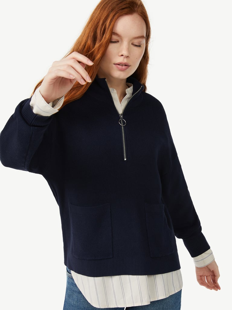 Free Assembly Women's Boxy Half-Zip Sweater