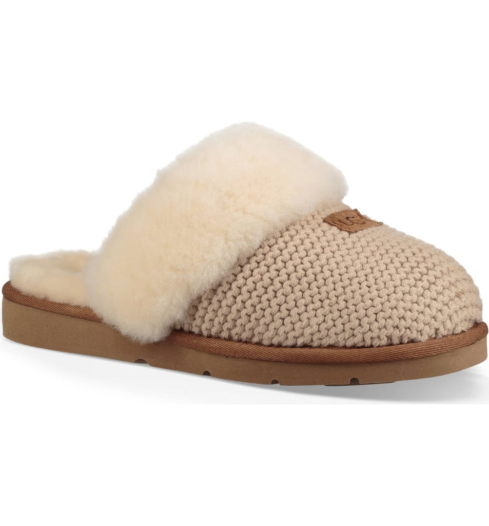 Cozy Knit Genuine Shearling Slippers