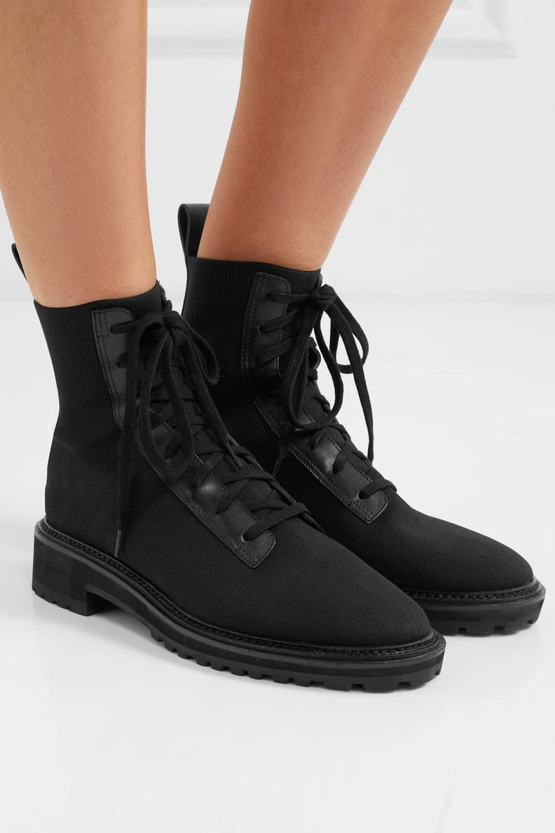 Loeffler Randall Brady Leather-Paneled Stretch-Knit Ankle Boots